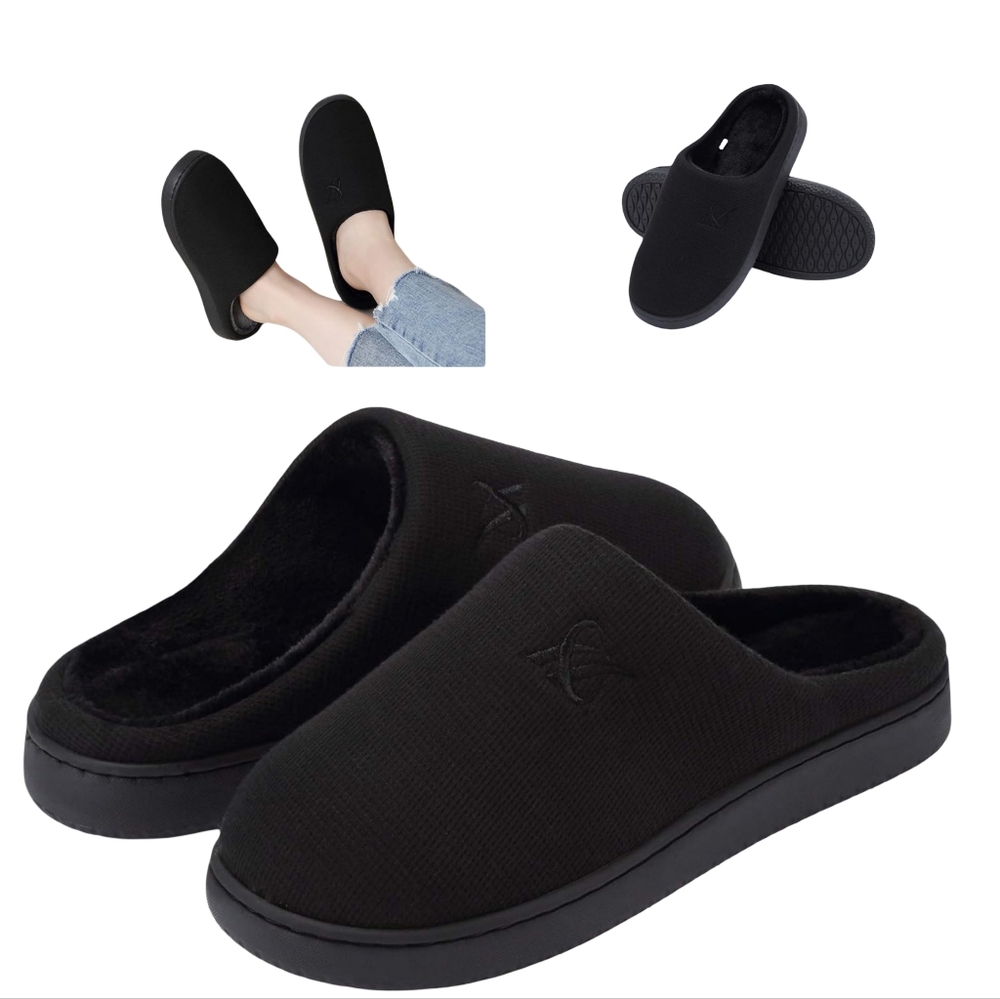 NWOT Women's Black Memory Foam House Shoes Slippers. Size 9 / 10